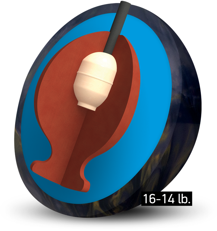 The Messenger Powercor Pearl core for sixteen to fourteen pound bowling balls.