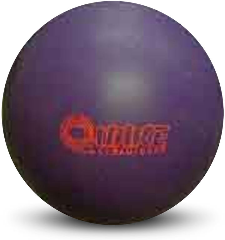 A purple colored bowling ball with the Quake logo in red centered prominently.