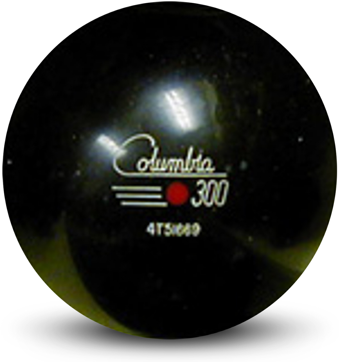 A brown colored bowling ball with the Columbia 300 logo in white centered prominently with a red dot in the center.