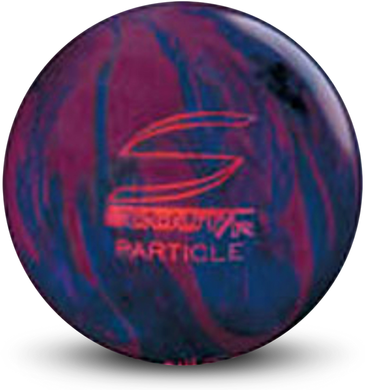 A red and blue colored bowling ball with the Scout/R Particle logo in red centered prominently.