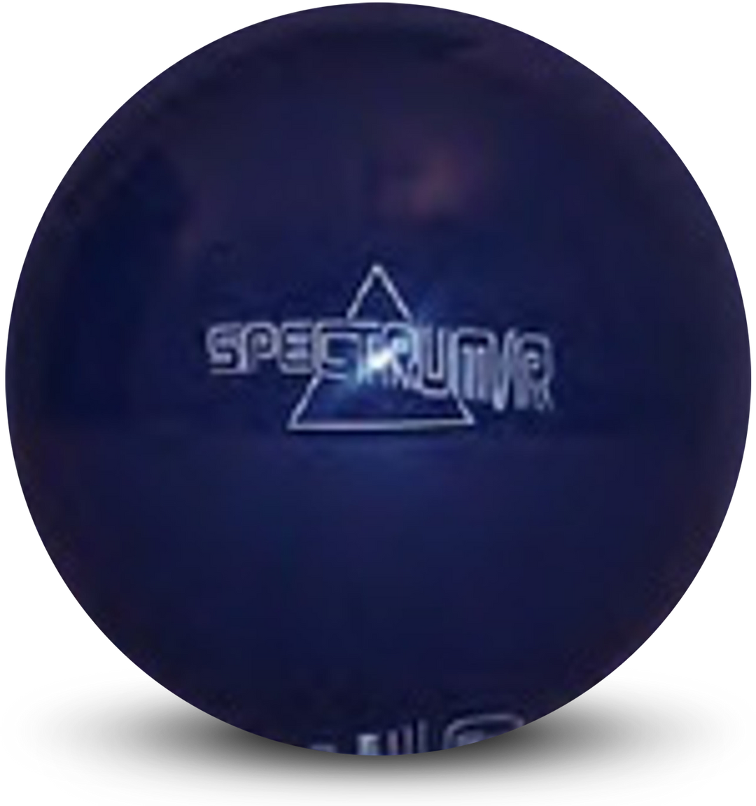 A dark blue colored bowling ball with the Spectrum/R logo in white centered prominently.