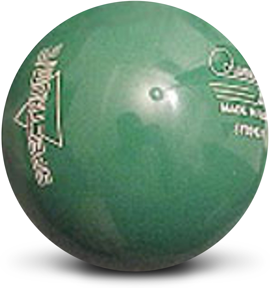 A green colored bowling ball with the Spectrum/R logo in white.