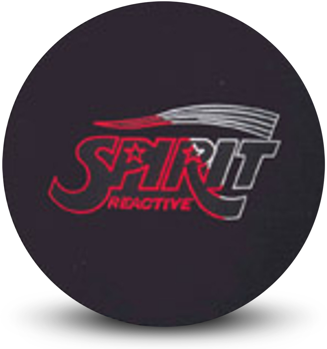 A dark blue colored bowling ball with the Spirit Reactive logo in Red and White centered prominently.