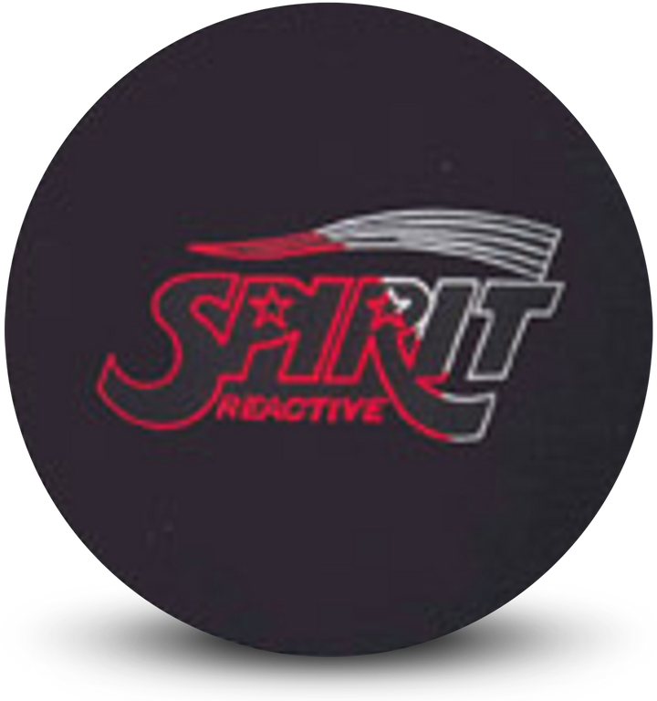 A dark blue colored bowling ball with the Spirit Reactive logo in Red and White centered prominently.