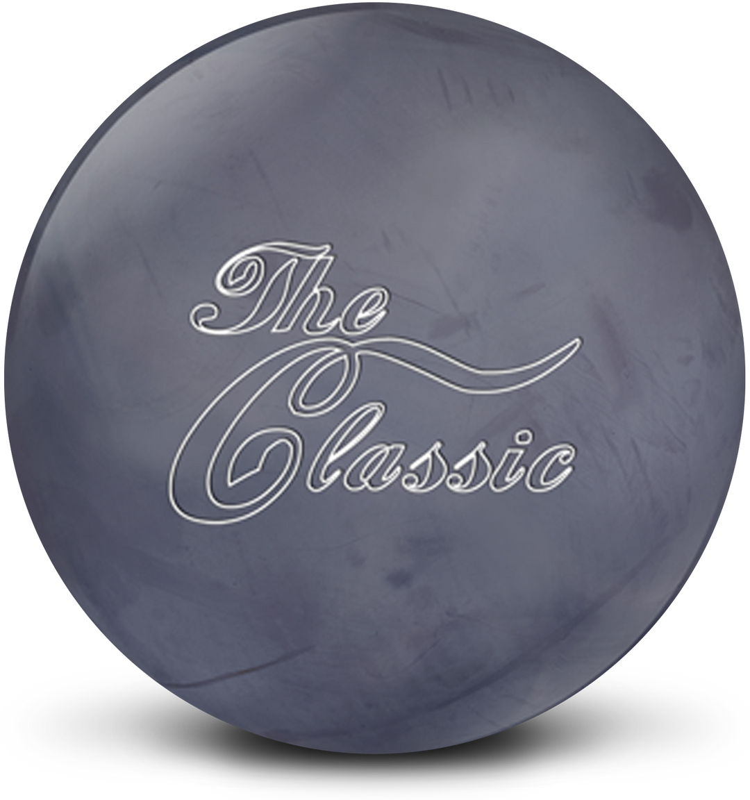 A slate grey colored bowling ball with The Classic logo in white centered prominently.