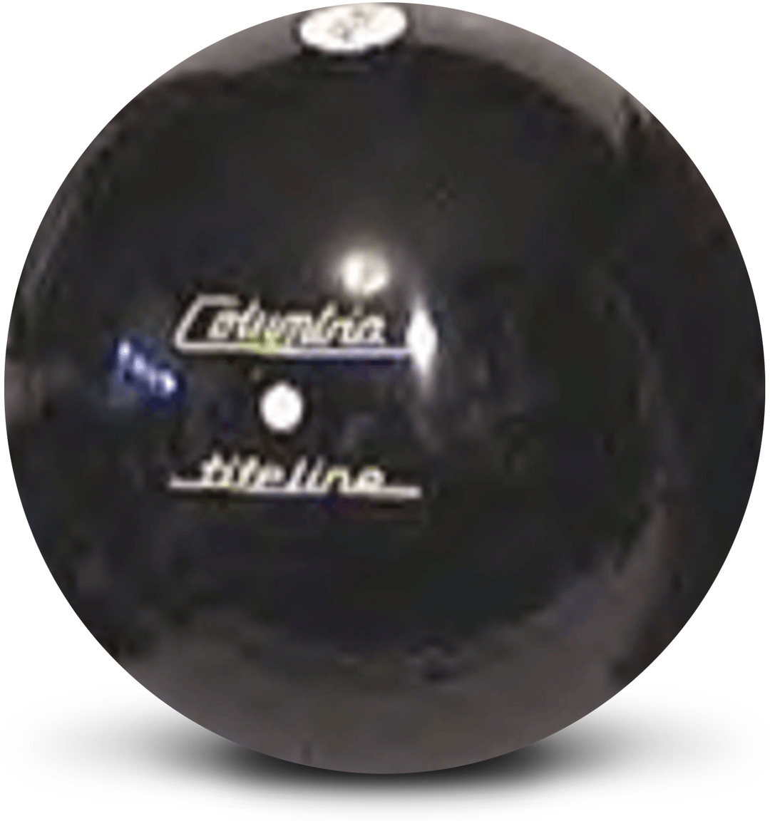 A black bowling ball with the Columbia Titleline logo in white centered prominently.