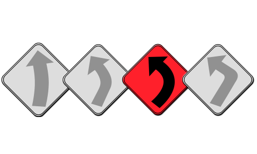 The Swerve GT bowling ball Lane Motion Indicator with the third path-indicating arrow in red.