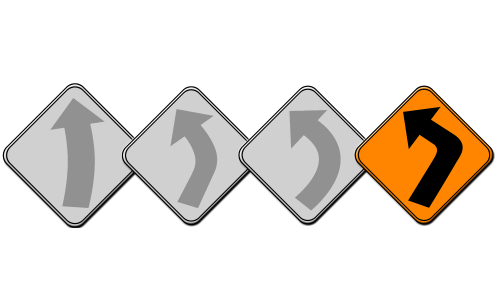 The Saber Pearl bowling ball Lane Motion Indicator with the fourth path-indicating arrow in orange.