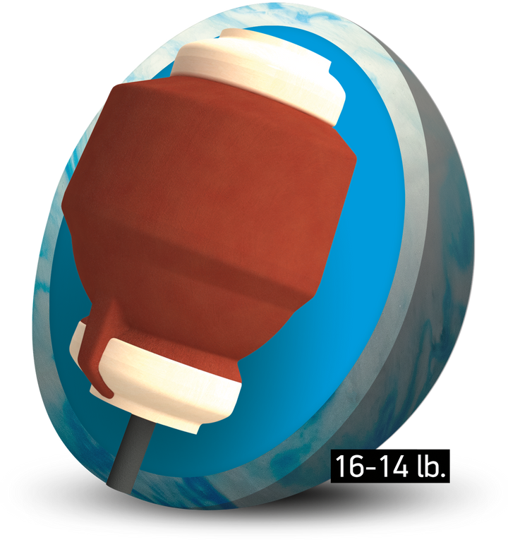 The Ricochet Return core for sixteen to fourteen pound bowling balls.