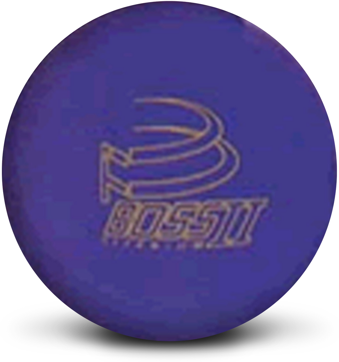 A blue bowling ball with the Boss II logo in yellow centered prominently.