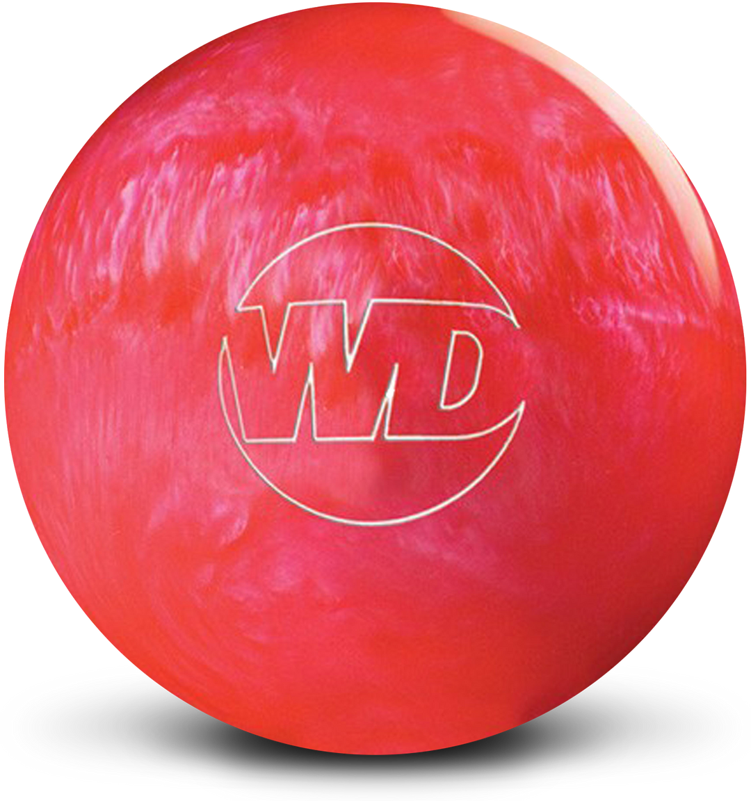 A pink pearl colored bowling ball with the White Dot "WD" logo in white centered prominently.