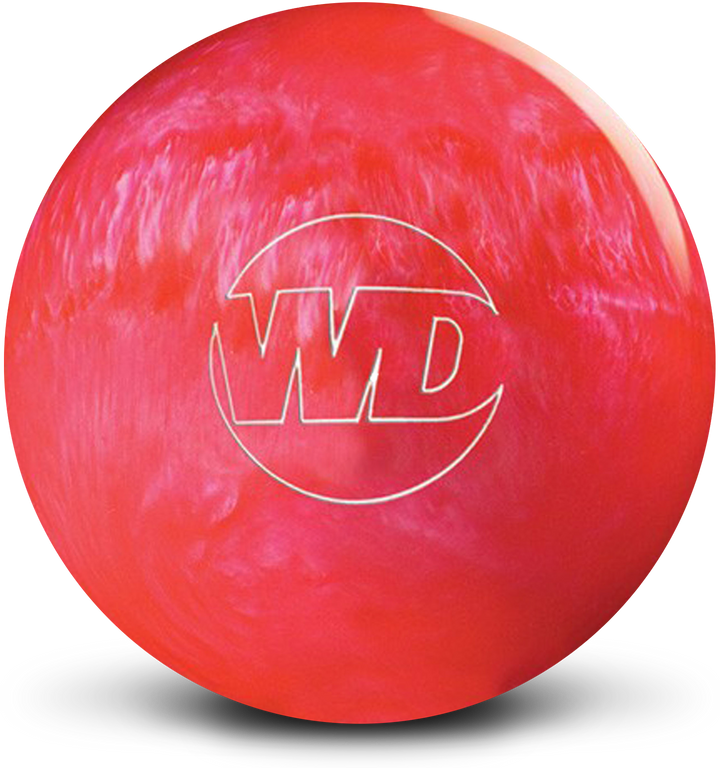 A pink pearl colored bowling ball with the White Dot "WD" logo in white centered prominently.